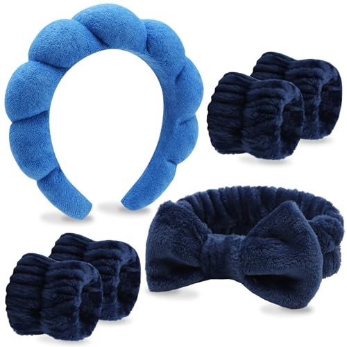 Navy Blue Spa Headband 6-Pack for Skincare and Makeup