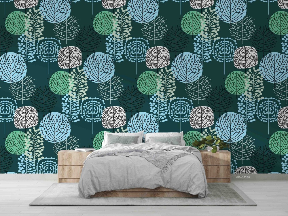 3D Hand Drawn Leaves Pattern Wall Murals Wallpaper Murals Wall Sticker