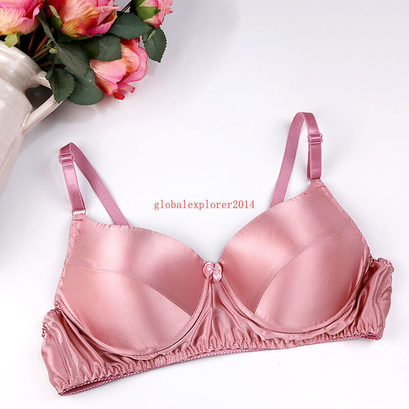 Womens 38C 40C 42C 44C 46C Soft Underwire Wirefree 100% Silk Lightly Padded Bra