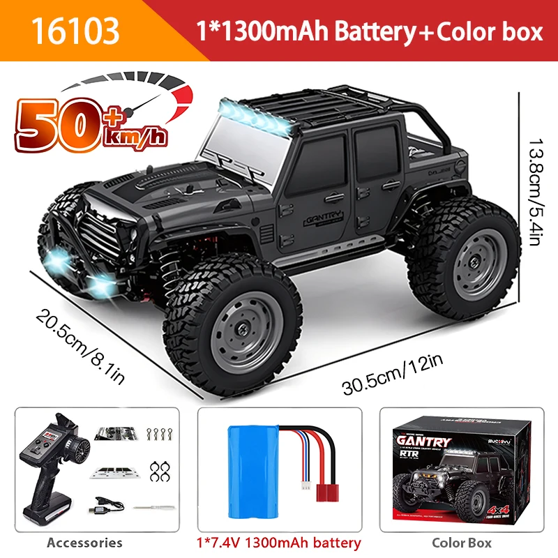 70 0R 50KM/H 4WD RC Car with LED Remote Control High Speed 4X4 Truck Kids Toys