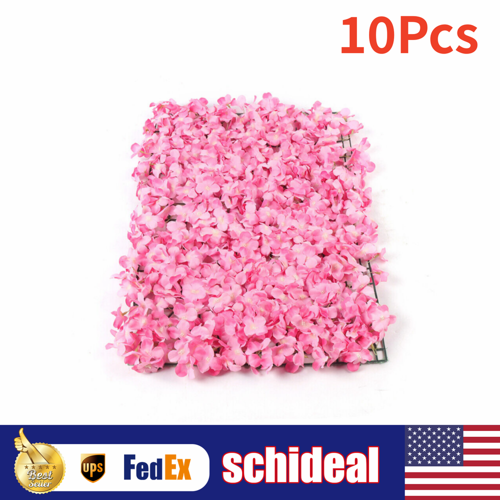 10Pcs Artificial Wedding Silk Flower Wall Decor Background Rose Floral Panels