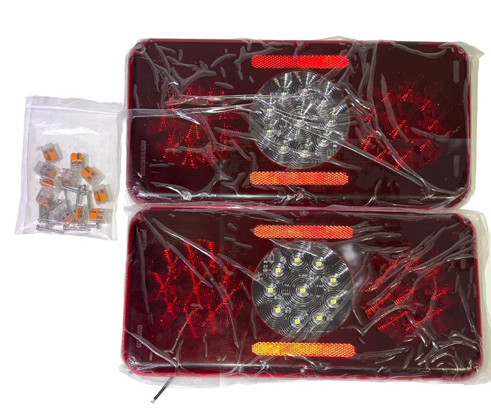 Rectangle LED Trailer Camper RV Triple Tail Lights Stop Turn Tail Backup Reverse