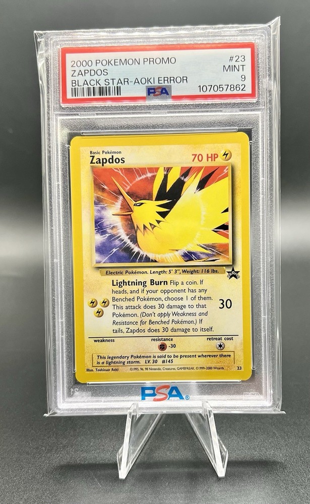 PSA 9 Zapdos 23 2000 Pokemon Black Star Promo Aoki Error WOTC Vintage