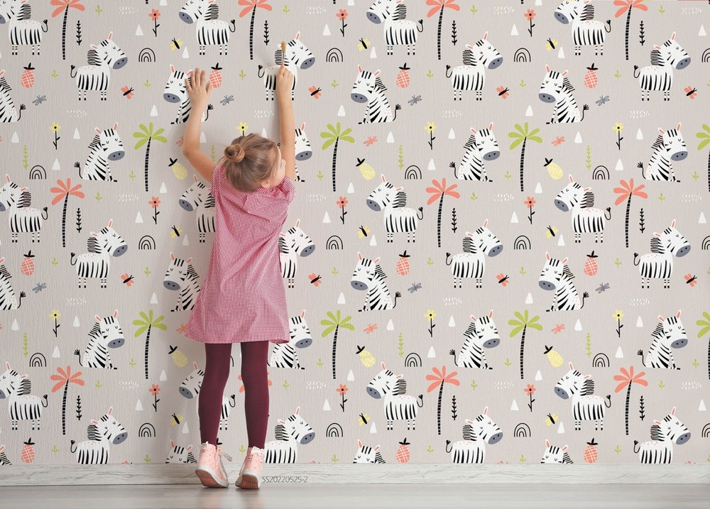 3D Zebra Trees Cartoon Pattern Wall Murals Wallpaper Murals Wall Sticker