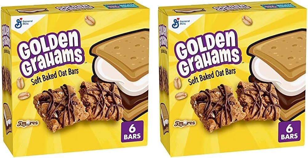 Golden Grahams S'mores Soft Baked Oat Bars, Chewy Snack Bars, 6 ct (Pack of 2)