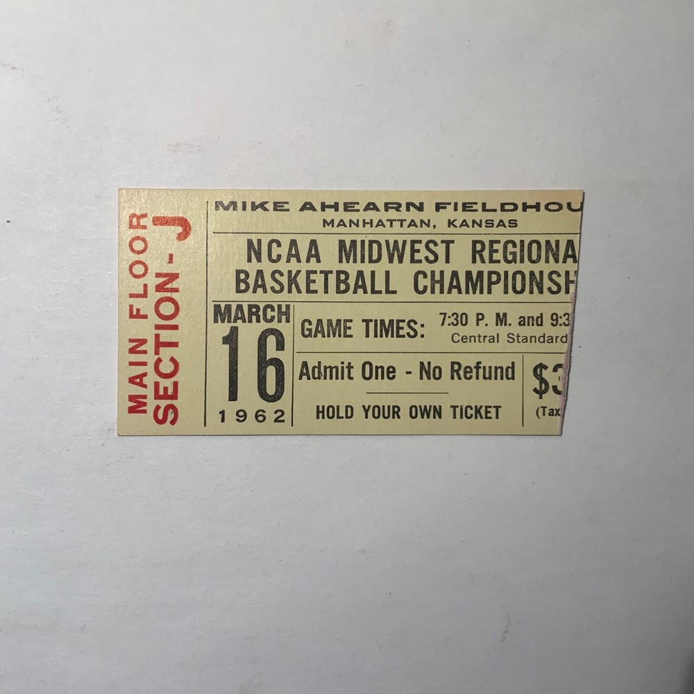 1962 NCAA Basketball Midwest Regional ticket 3/16/1962 - Cinci, Colo, Creig, TXT