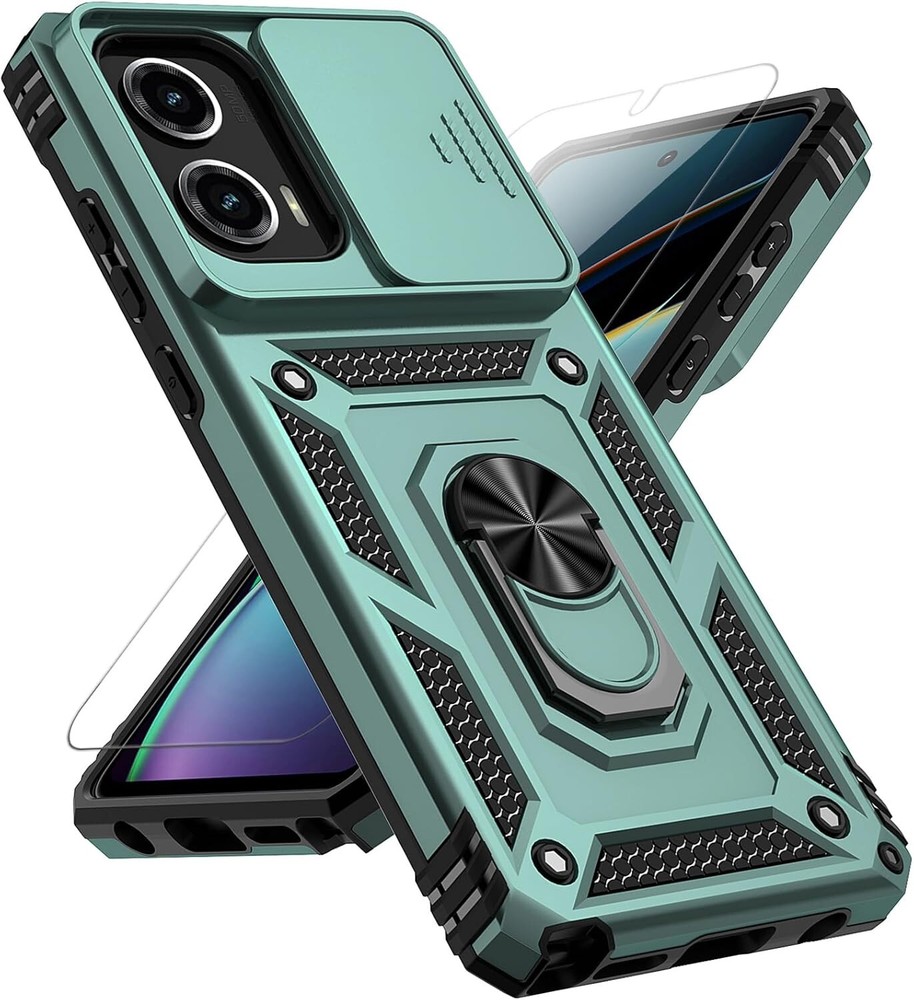 For Moto G Stylus 5G 2024 Case With Ring Holder Kickstand & HD Screen Protector