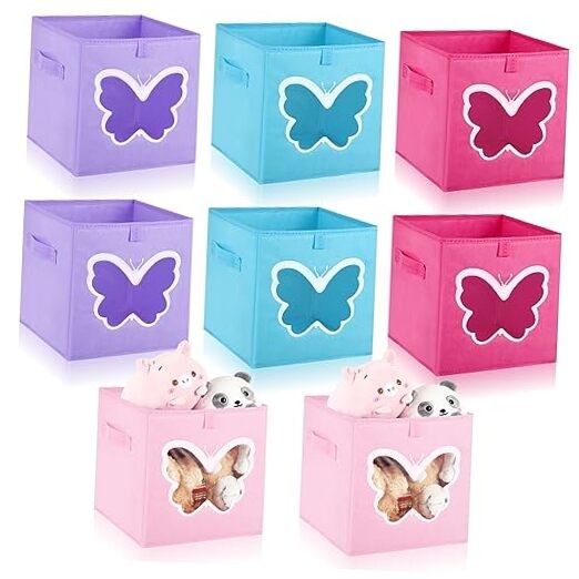 8 Pcs Cube Storage Bins 11 x 11 Inch, Foldable Fabric Storage Bin Organizer