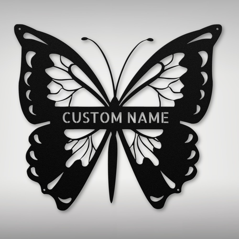 Personalized Butterfly Metal Sign Custom Decor Gift for Home Office Unique Art