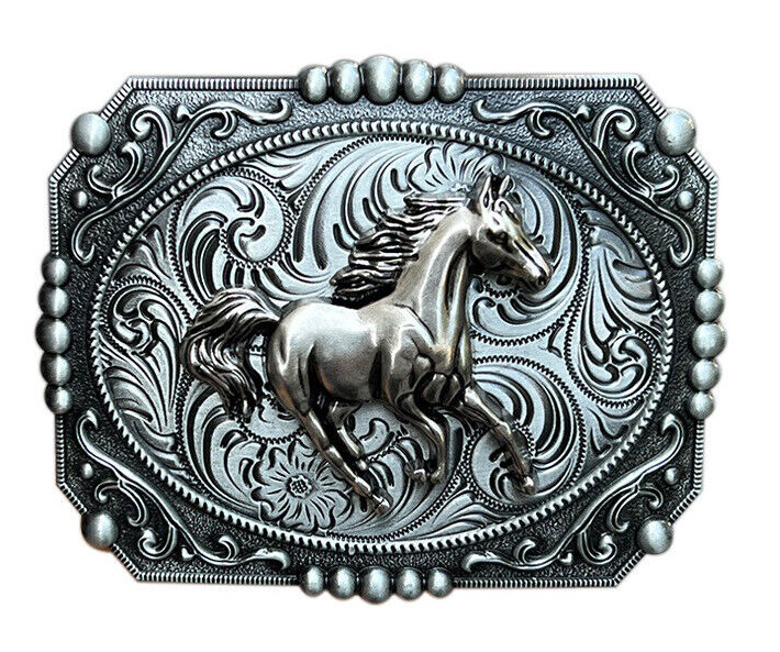 Running Wild Horse Western Belt Buckle Vintage Style Men Women Cowboy Rodeo Wear