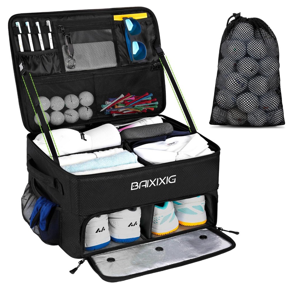 Golf Gifts for Men, Golf Trunk Organizer with Golf Balls Bag, Upgraded 2 Laye...