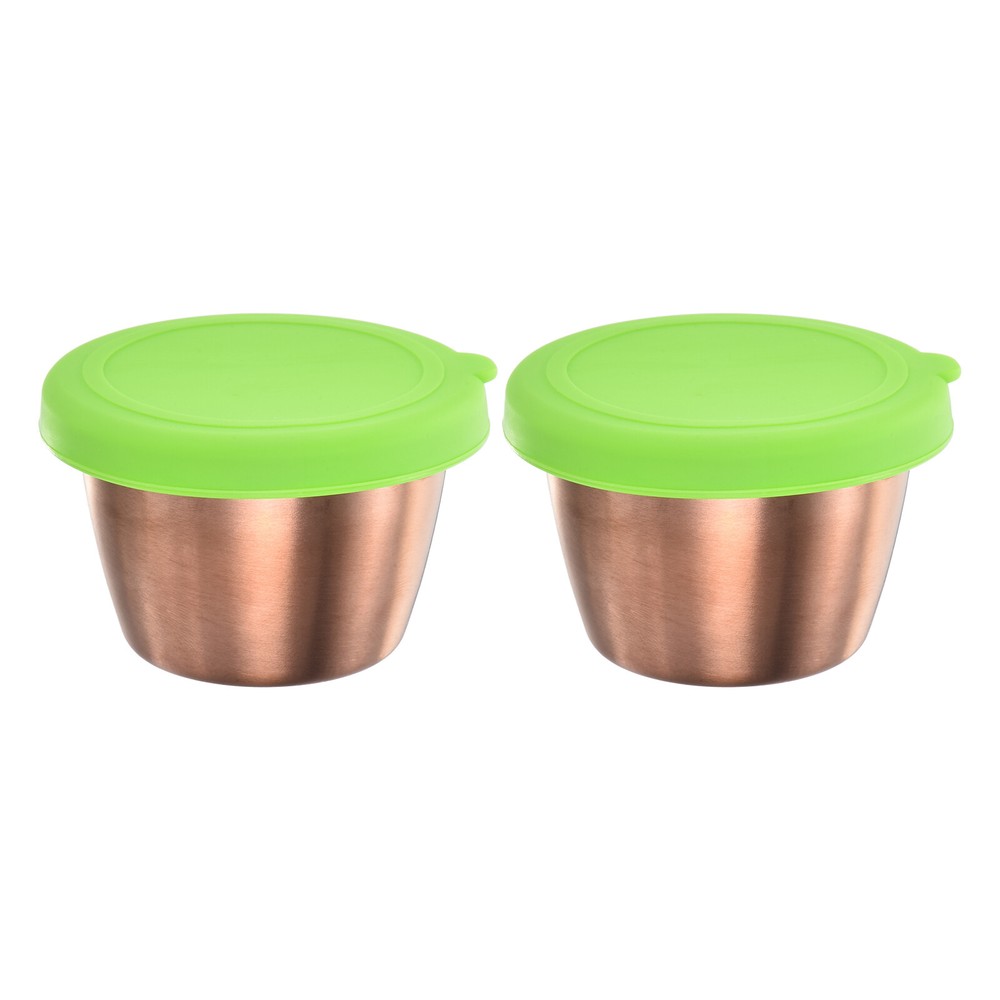 2pcs Salad Dressing Container, 2.4oz Stainless Steel Condiment Cup, Green
