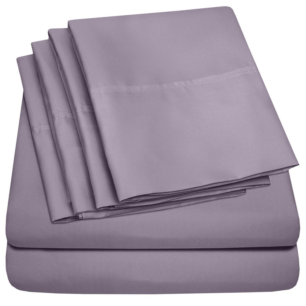 Queen Sheets Plum - 6 Piece 1500 Supreme Collection Fine Brushed Microfiber D...