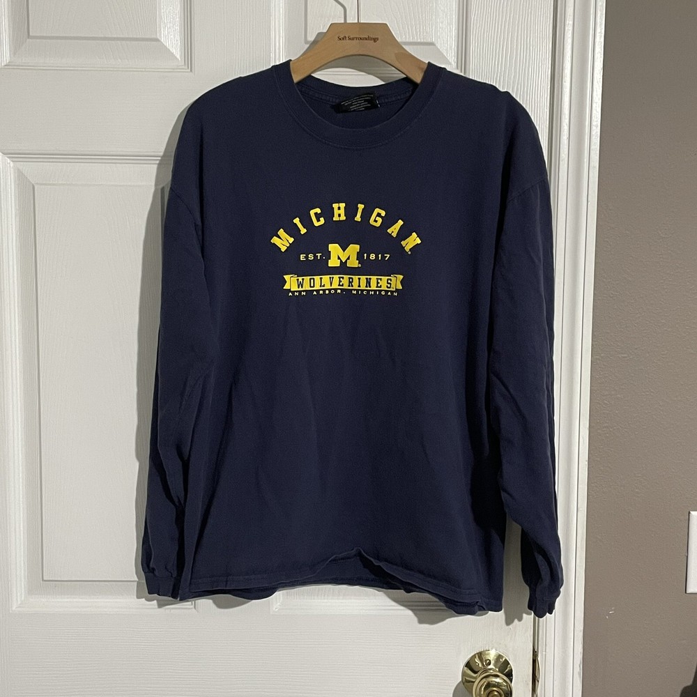 Michigan Wolverines T-Shirt Men’s Large Blue Long Sleeve Steve And Barry’s
