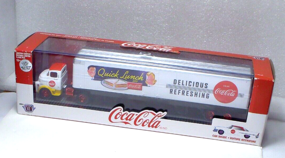 M2 Machines Coca Cola Red Chase 1957 Dodge COE Auto Hauler 1:64 Diecast Set