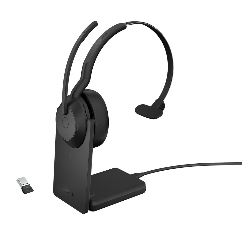 Jabra Evolve2 55 Mono Wireless Headset with Charging Stand, Air Comfort Technolo