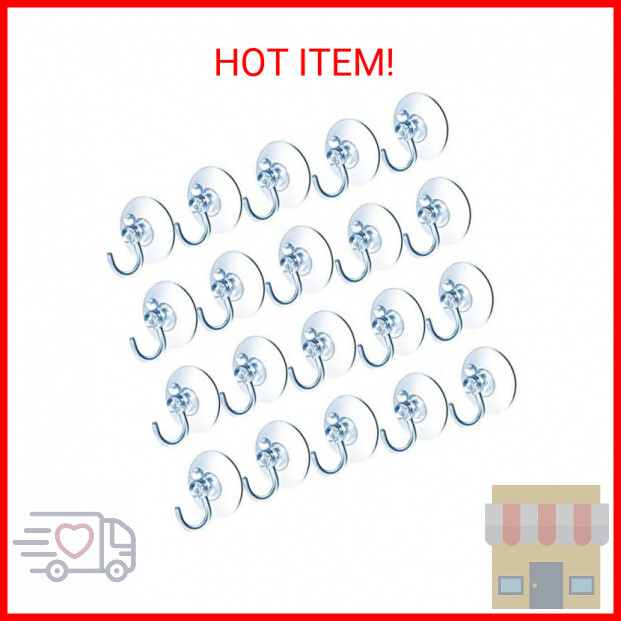 Suction Cup Hooks 20 Pcs 30mm Clear Plastic Sucker Pads for Window Glass Shower
