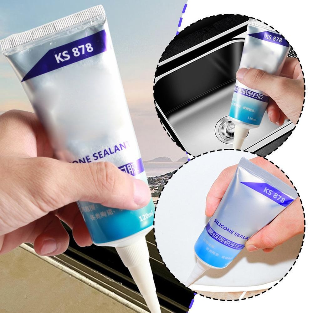 WHITE or CLEAR Waterproof SILICONE SEALANT Small Jobs Sink Bath Shower M0G7