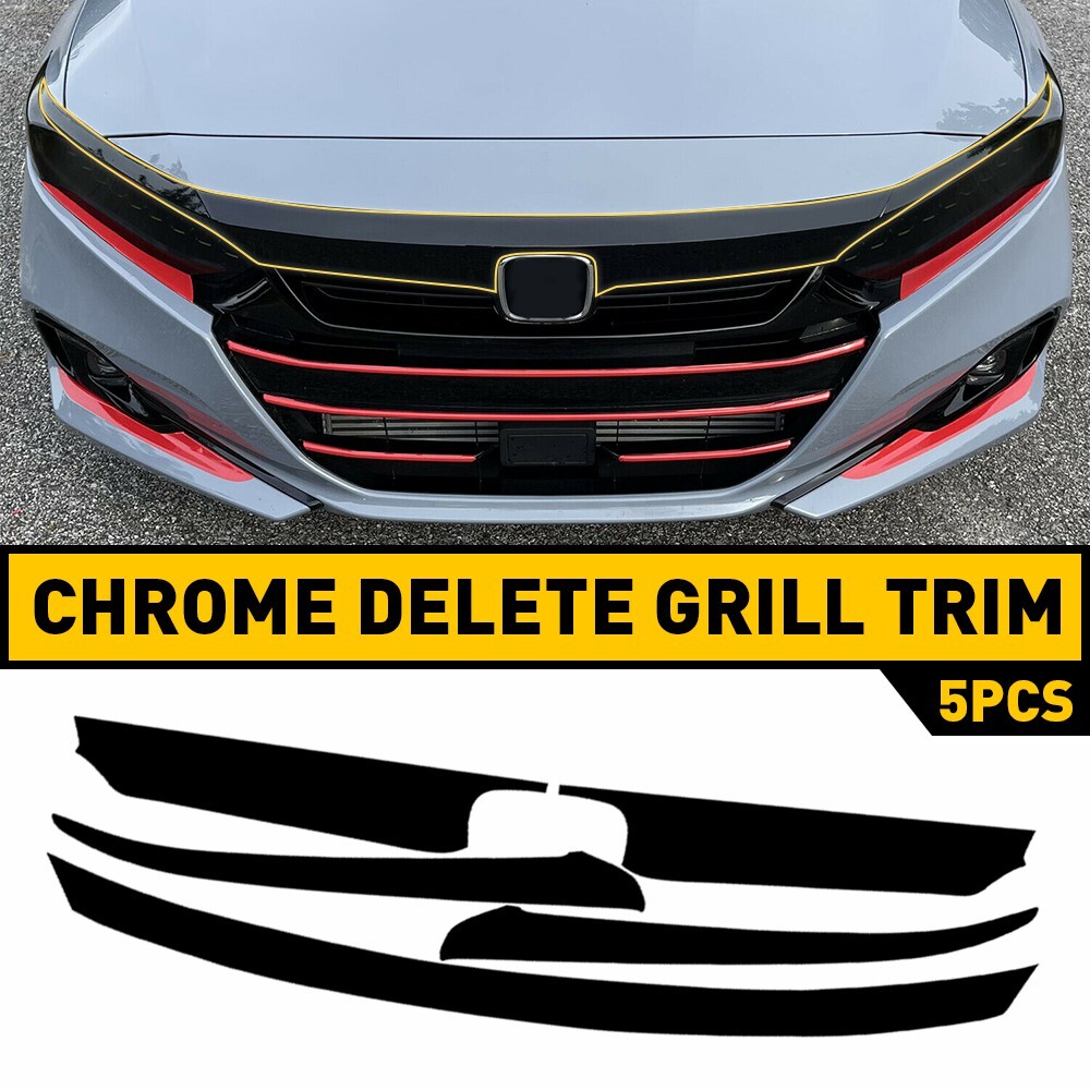Chrome Delete for Overlay Blackout 2021-2022 Honda Front Accord Grill Trim Black