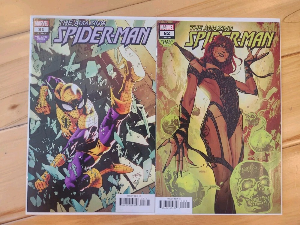 2022 AMAZING SPIDERMAN 81B, 82B: VILLIAN REIGNS VARIANTS.  HIGH GRADE 9.6.