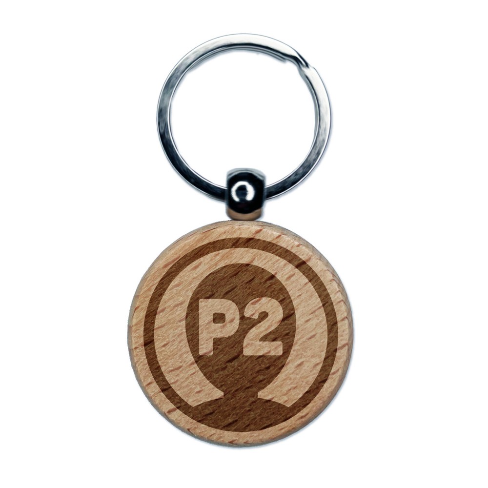 Player Two Person Indicator Gaming Icon Engraved Wood Round Keychain Tag Charm