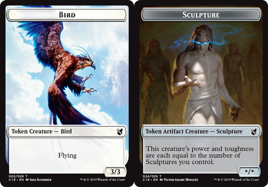 Bird Token (002) // Scupture Token x4 - Commander 2019 - NM-Mint, English - Comm