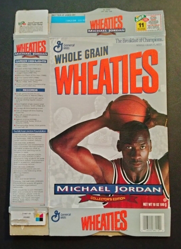 1989 Vintage Michael Jordan WHEATIES Collector's Edition Opened Cereal Box