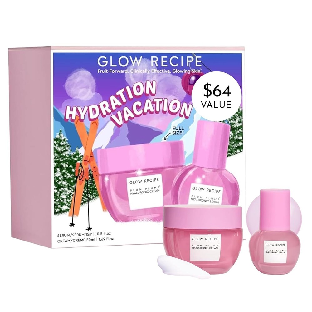 Glow Recipe Hydration Vacation Skincare Set with Plum Plump Hyaluronic Acid Moisturizer
