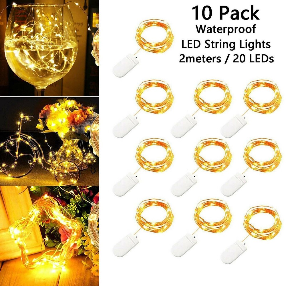 20 LED 6.5ft Battery Fairy Lights - 10 Pack for Xmas Party Decor