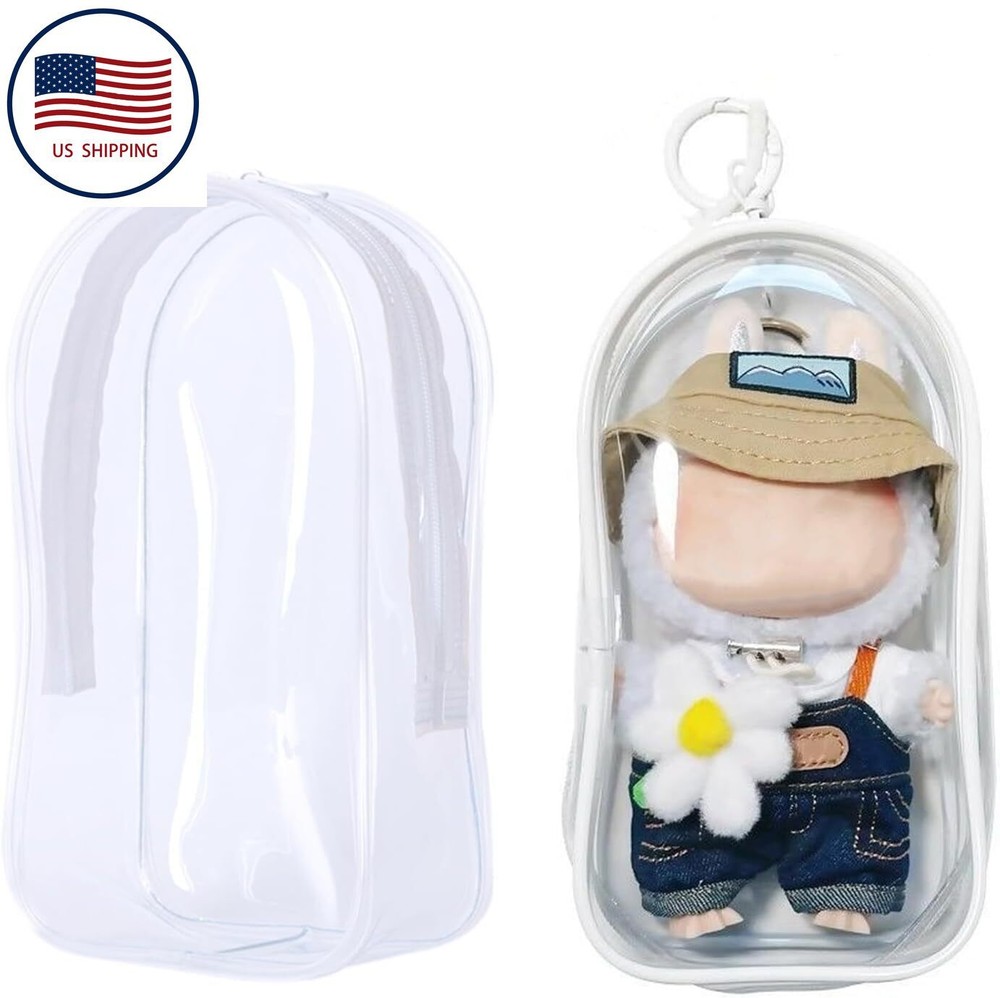 Clear Doll Display Bag with Keychain for Easy Storage
