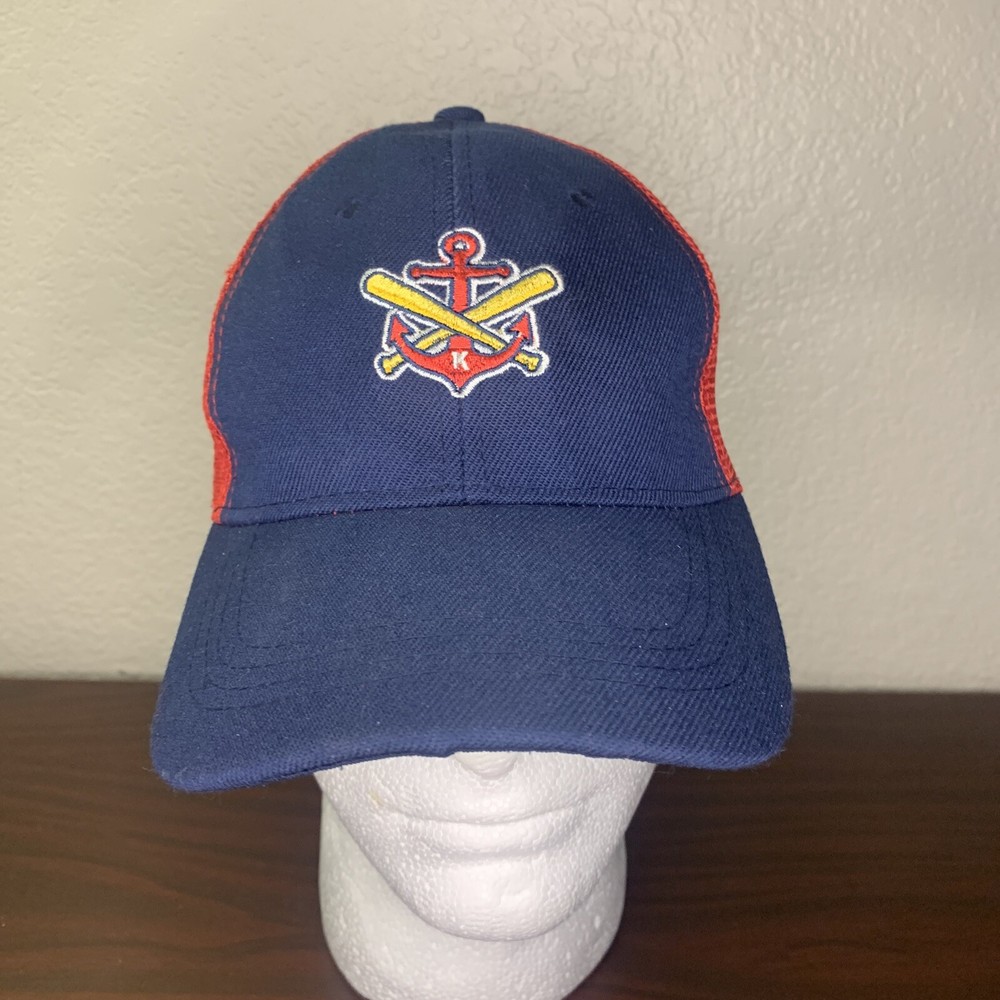 Kenosha Kingfish Anchor & Mascot logo meshback snapback adjustable baseball cap
