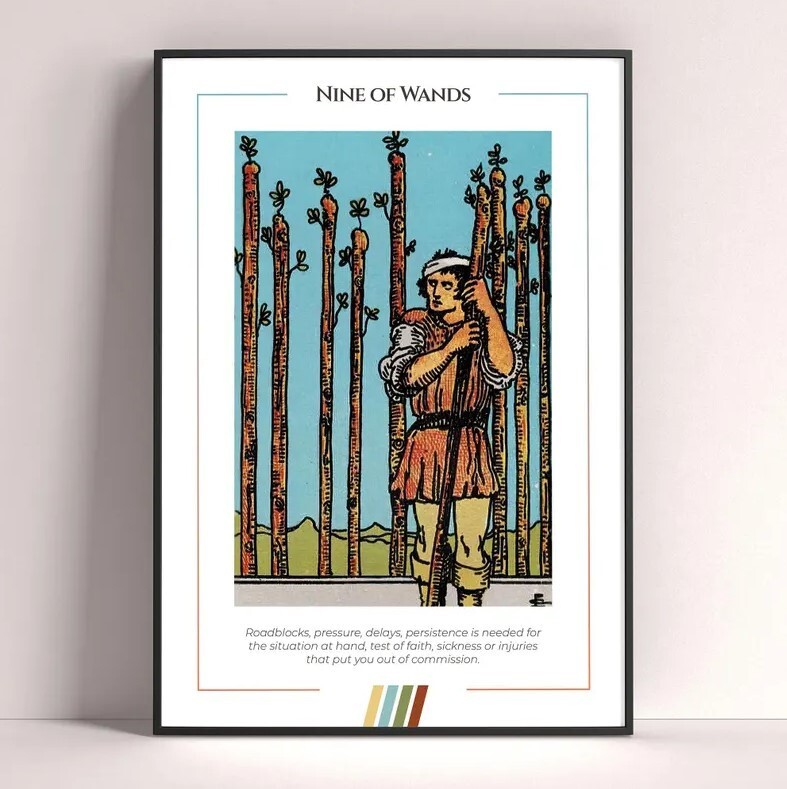 Nine of Wands Tarot Card Art Print Digital Downloadable Poster