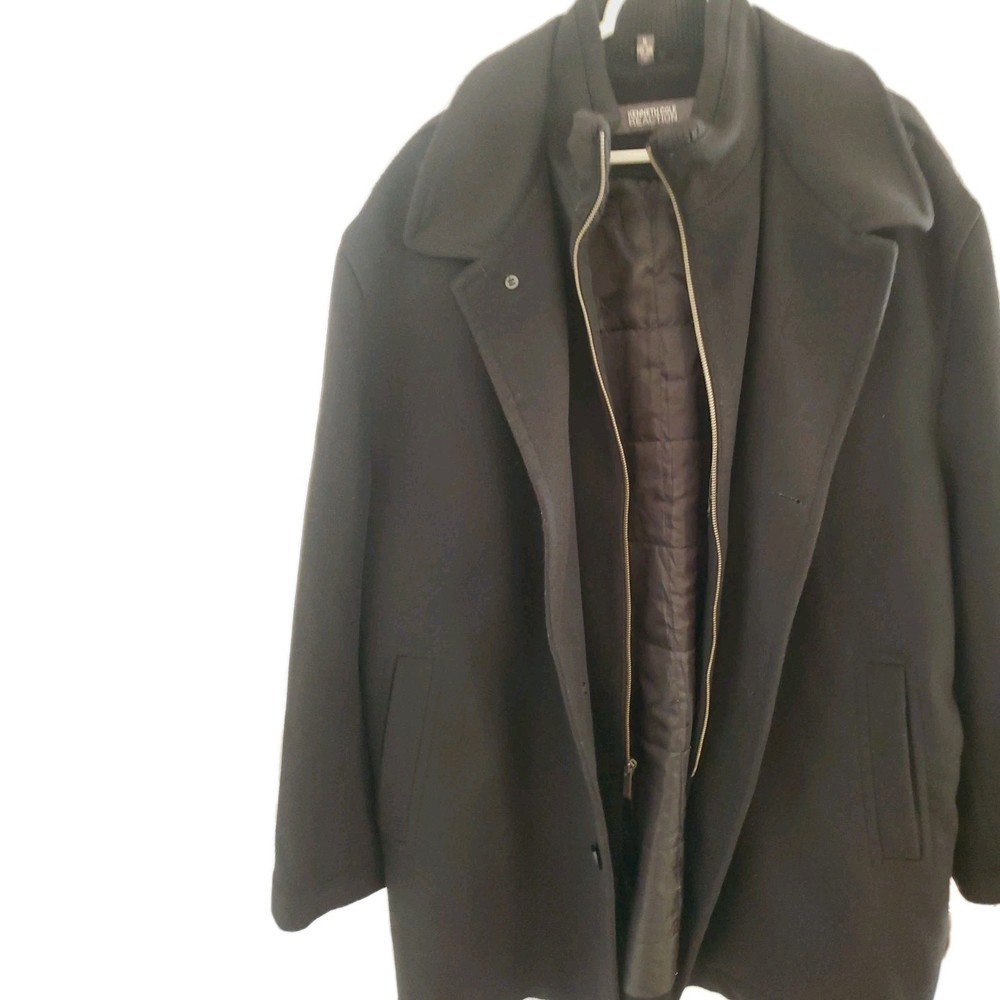 Kenneth Cole REACTION 3- ButtonZip Collar Wool Blend Coat Men’s Size XL
