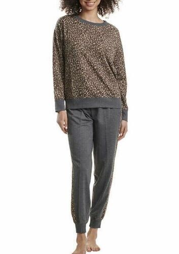 Splendid Women's Cozy Fleece Leopard Print Pajama Pants Size M Gray