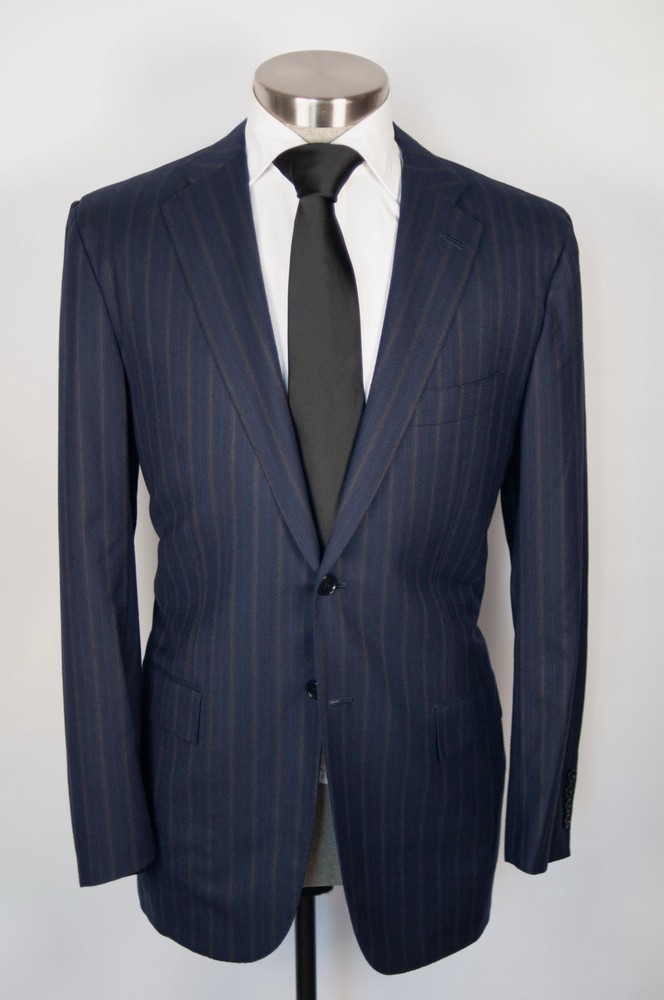 Kiton Napoli Blazer 42R /52 Handmade in Italy Striped 100% Lana Wool Mens Jacket
