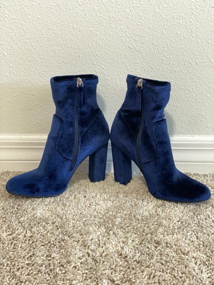 Steve Madden Blue Velvet High Heel Boots in Size 5.5