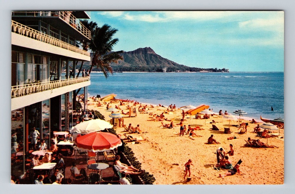 Waikiki HI-Hawaii, The Reef Hotel, Souvenir, Antique, Vintage Postcard