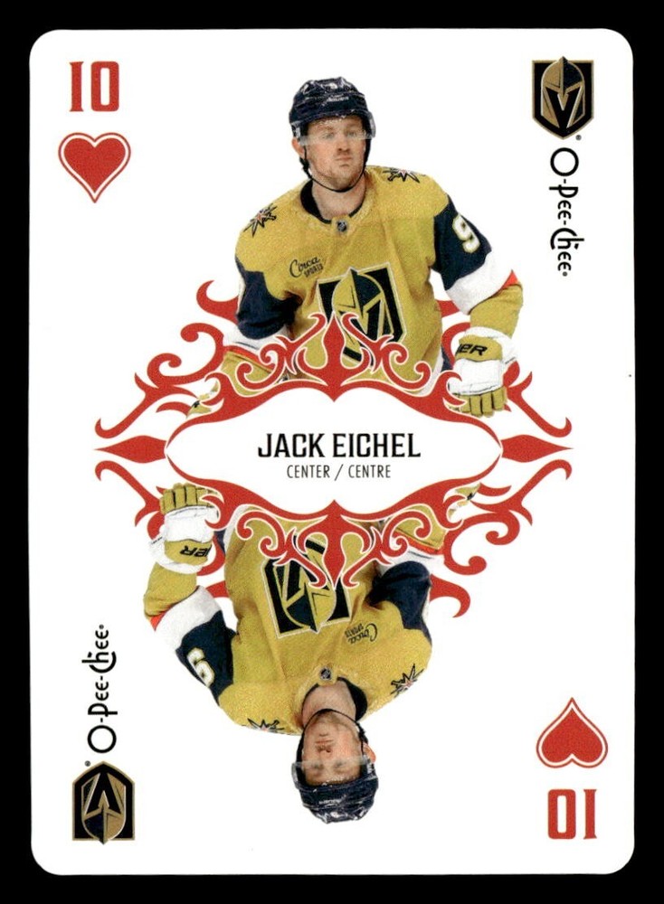 2023-24 UD OPC Playing Cards 10-HEARTS Jack Eichel Vegas Golden Knights