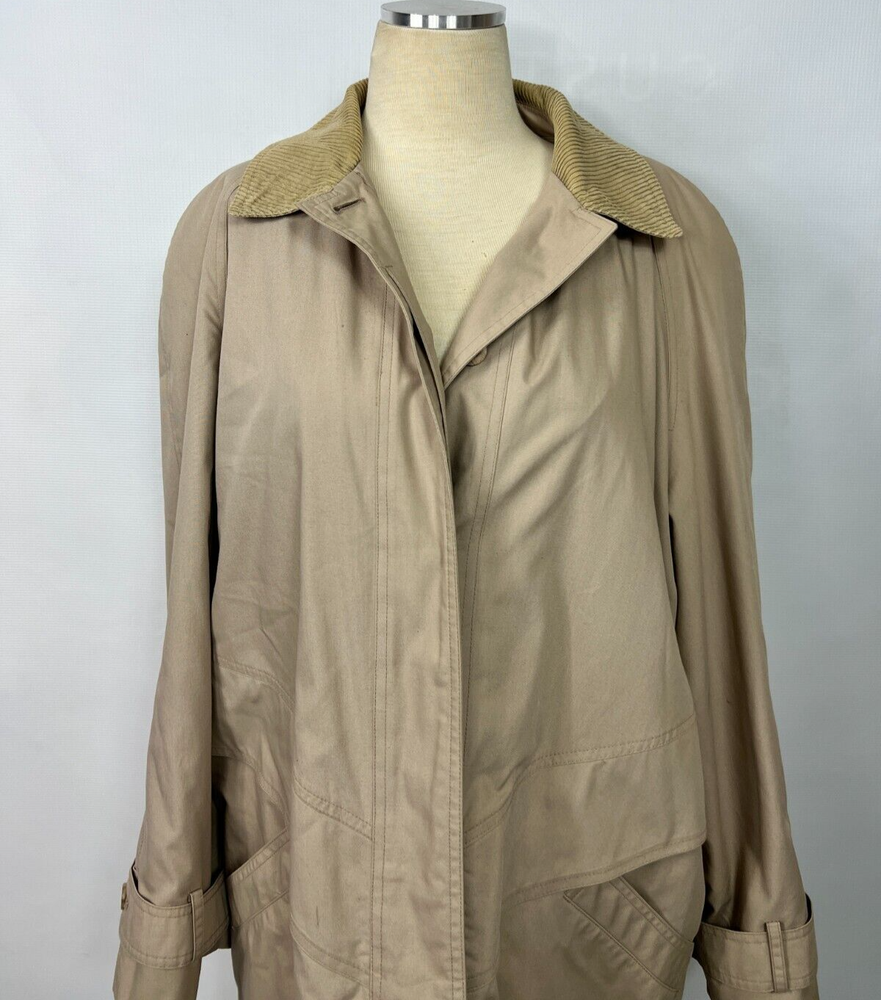 VTG London Fog Beige Trench Coat for Women Size 14 Regular with Removable Lining and Belt