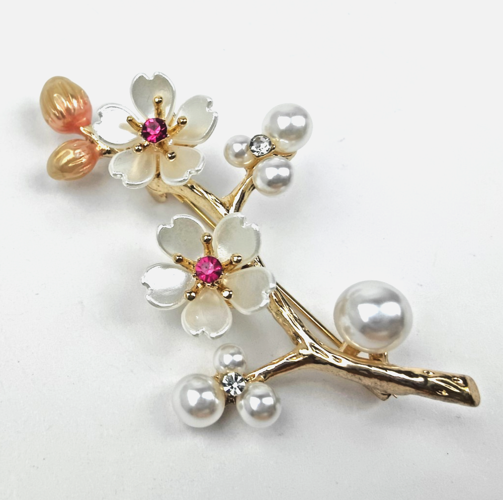 Peach-flower Brooches gold tone pin Fashion Jewelry Gift men boutonniere