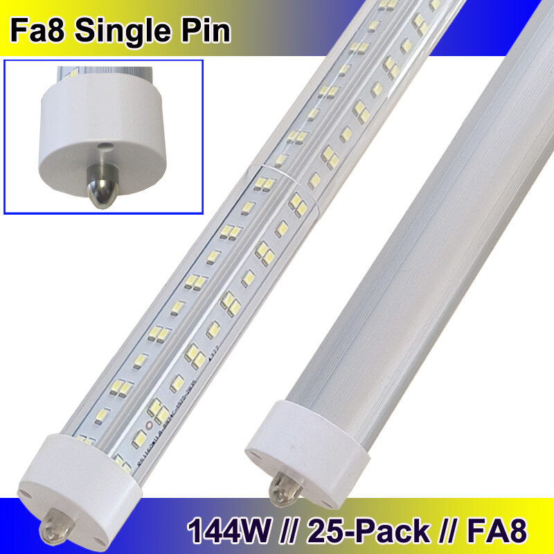 T8 8FT FA8 Single Pin Led Tube Light Bulbs 144W 8FOOT Led Shop Light 25PACK