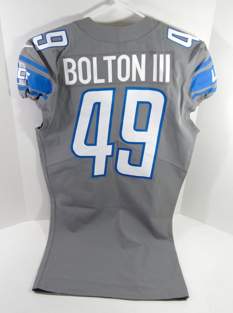 2021 Detroit Lions Curtis Bolton #49 Game Issued Grey Jersey Color Rush 42