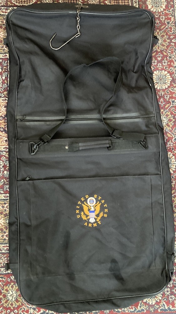US Army Foldable Black Canvas Garment Bag - Durable Military Style