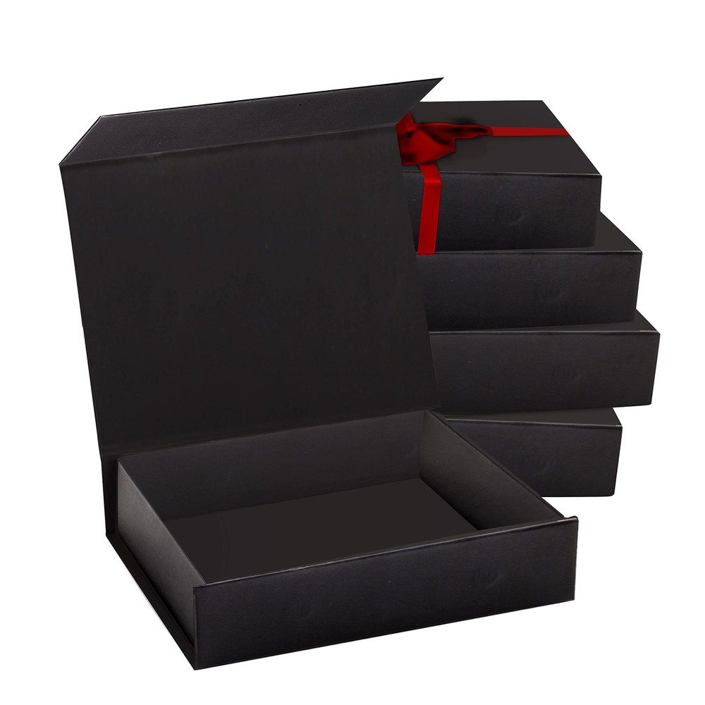 10 Pack Black Magnetic Closure Gift Box 7x5x1.6 Inches