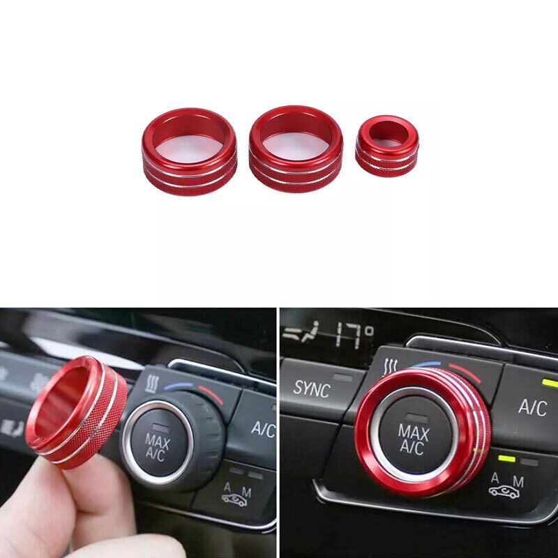 2018-2021 For BMW X2 F39 Console Air Conditioner Button Knob Red Aluminum Cover