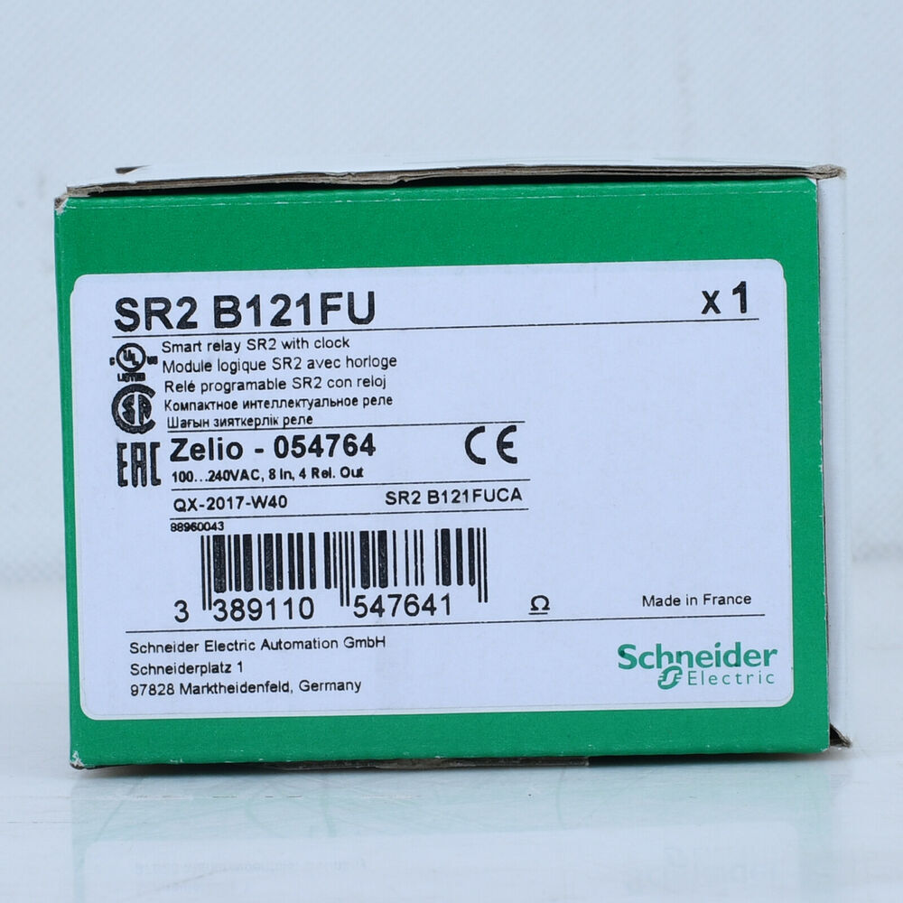 New Schneider SCHNEIDER SR2B121FU Control Panel Logic Relay 8 Inputs 4 Outputs