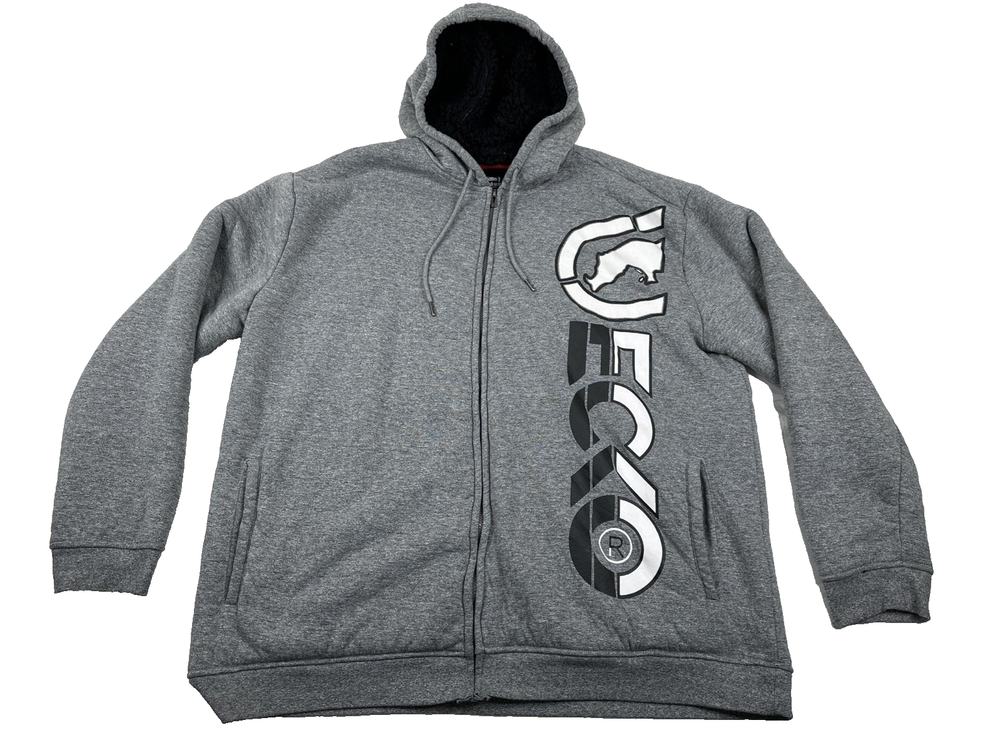 Ecko Unltd. Y2K Gray Faux Fur Lined Streetwear Hooded Jacket. Men's Size 4XL
