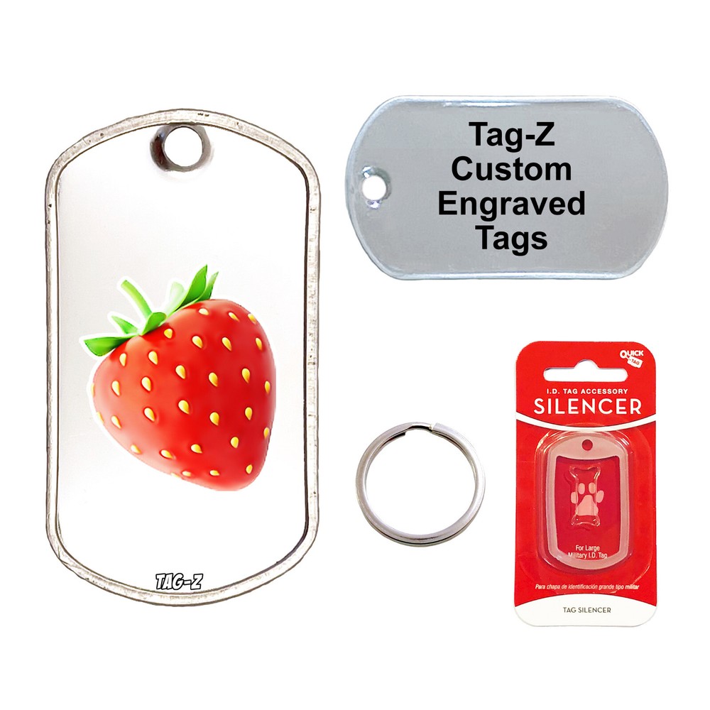 STRAWBERRY - CUSTOMIZED - PET TAG - MILITARY Shape - Tag-Z Dog Tags