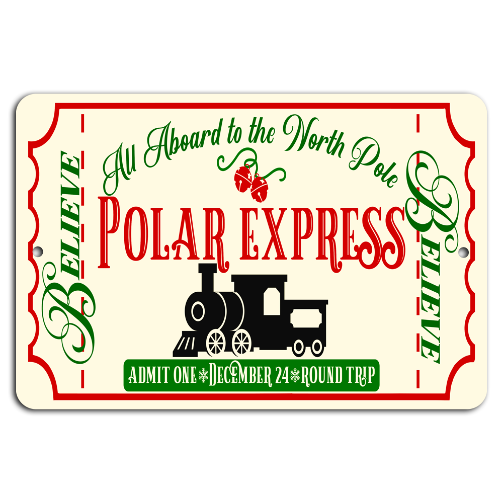 Polar Express Ticket to the North Pole on Cream and Red Cardstock