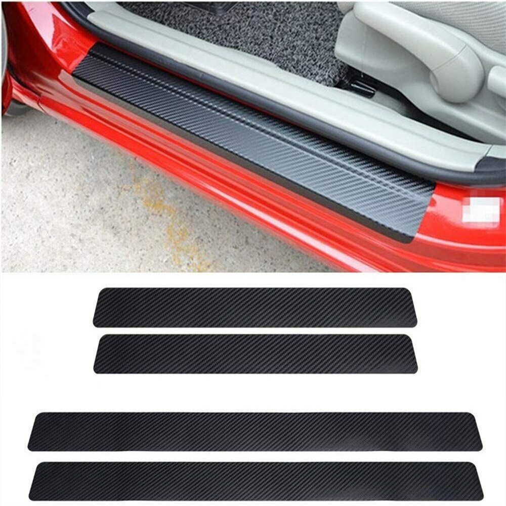 4x Accessories 3D Carbon Fiber Stickers Car Door Sill Scuff Door Pedal Protect